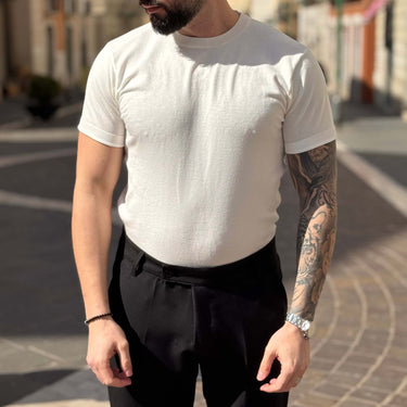 Maglia bianca stretch mezza manica - FLAG STORE